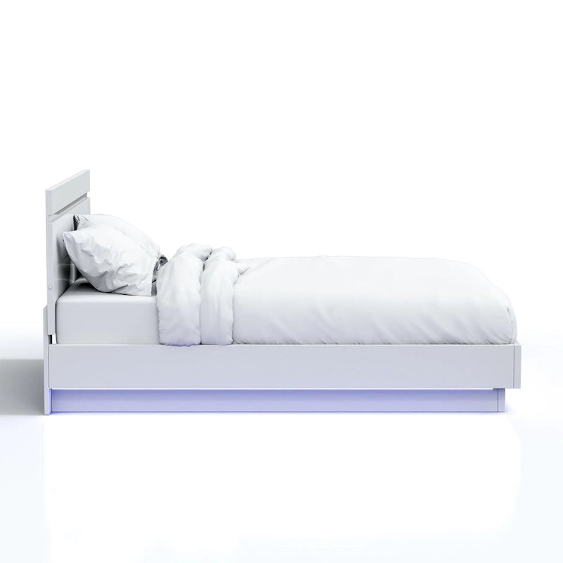 Margatta Modern White LED Light Platform Bed by Furniture of America