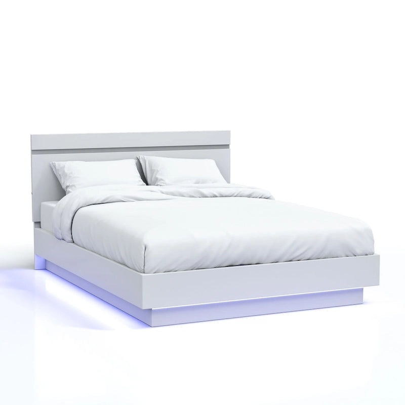 Margatta Modern White LED Light Platform Bed by Furniture of America