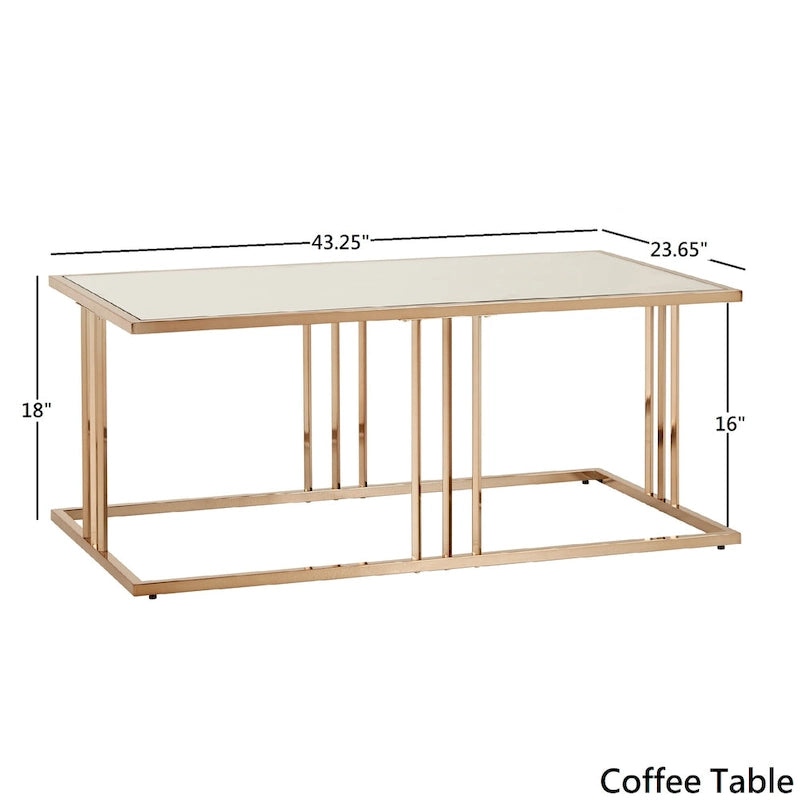 Maddison Champagne Gold Finish Coffee Table or Table Set with Mirrored Top by iNSPIRE Q Bold