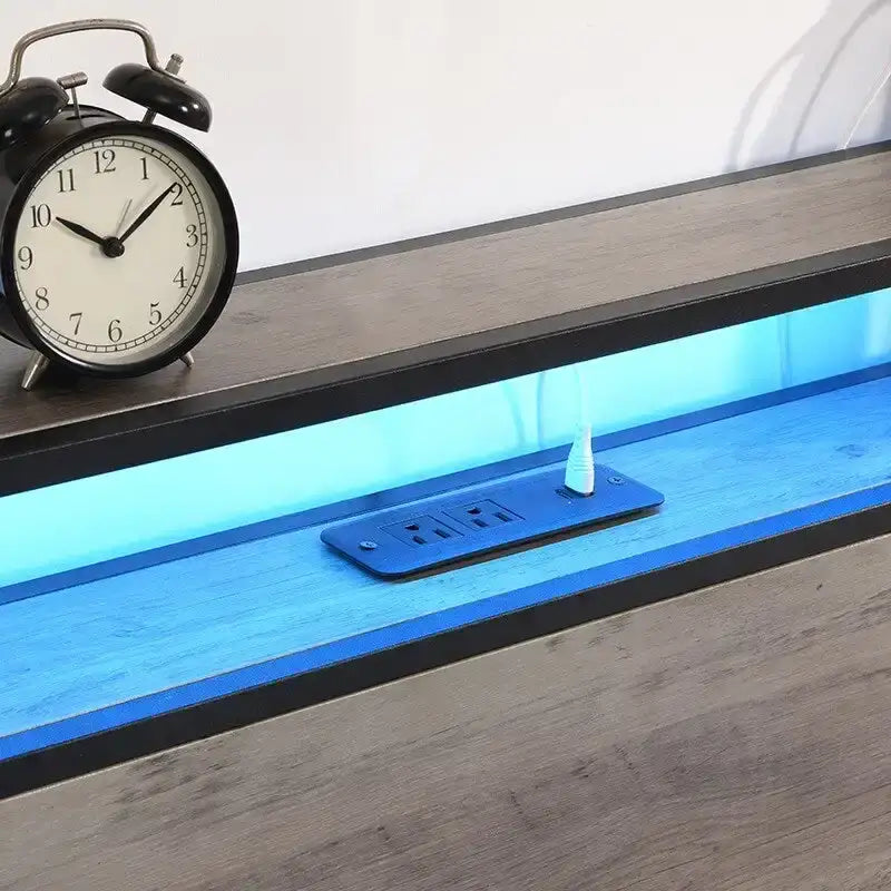 Full Bed Frame Storage Headboard With Charging Station