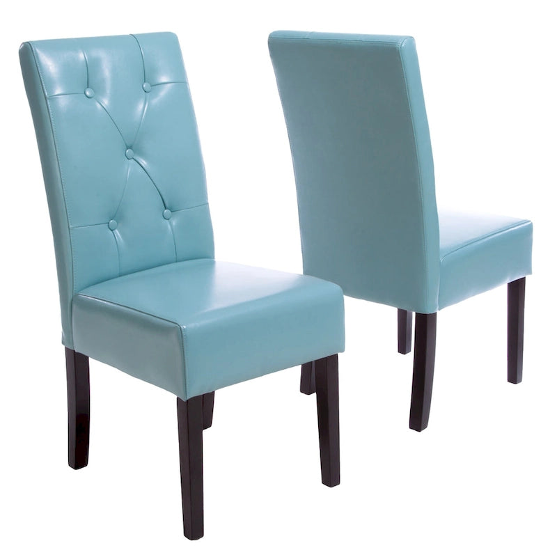 Taylor Blue Bonded Leather Dining Chair (Set of 2) by Christopher Knight Home - N/A