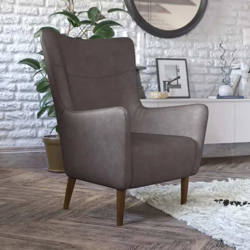 Commercial Upholstered Wingback Accent Chair with Wooden Frame and Legs - 33.25D x 29.75W x 41.25H