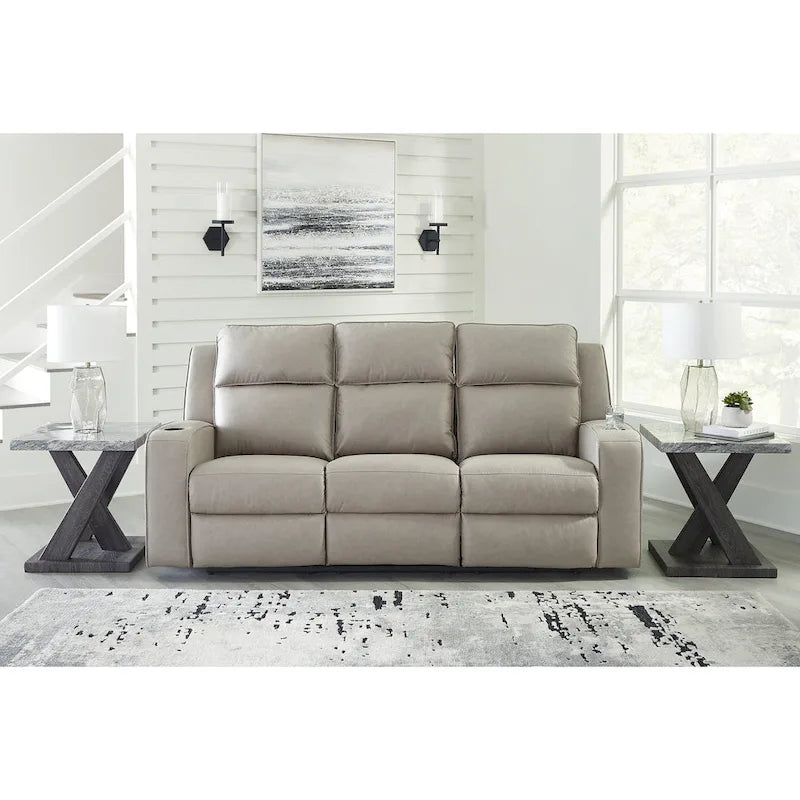 Signature Design by Ashley Lavenhorne Pebble Reclining Sofa with Drop Down Table - 87W x 42D x 43H