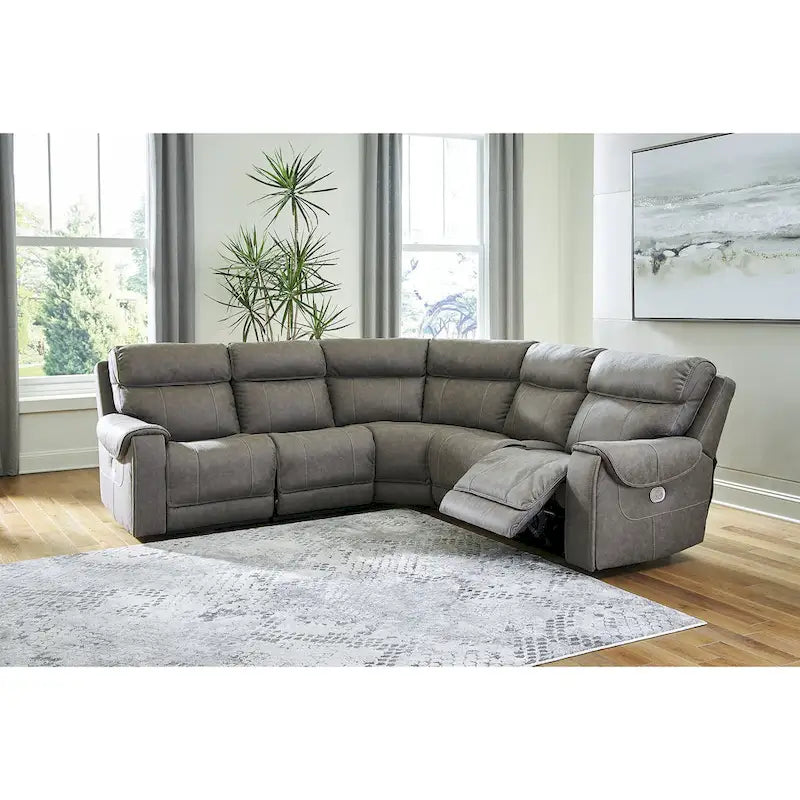 Signature Design by Ashley Starbot Gray 5-Piece Power Reclining Sectional - 131W x 131D x 42H
