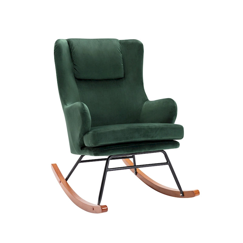 Porthos Home Dax Rocking Accent Chair, Velvet, Rubber Wood and Steel Legs