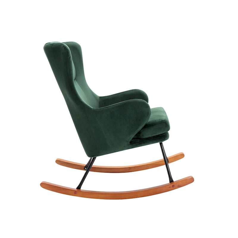 Porthos Home Dax Rocking Accent Chair, Velvet, Rubber Wood and Steel Legs