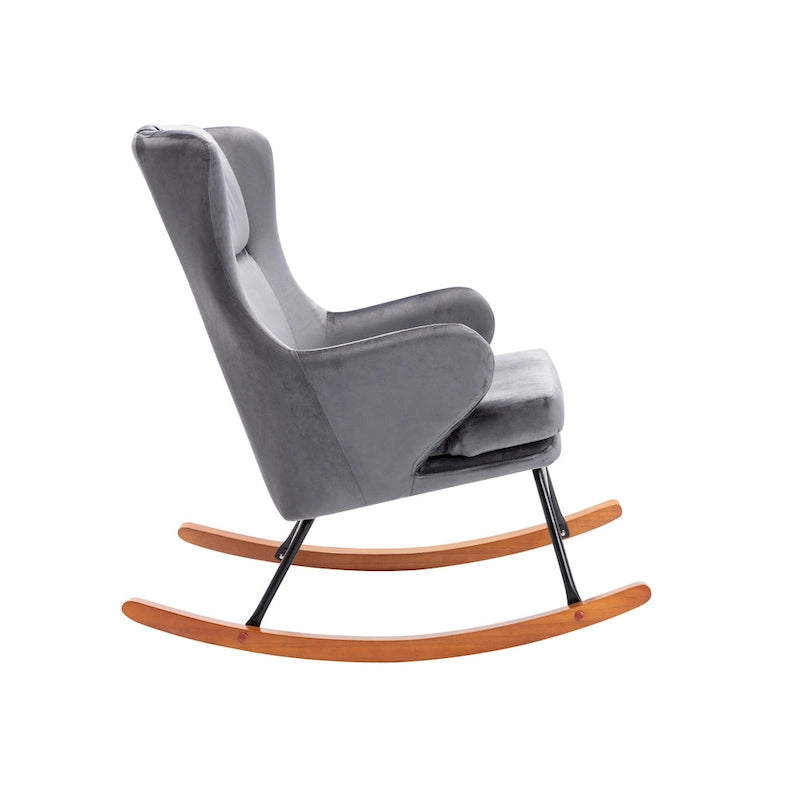 Porthos Home Dax Rocking Accent Chair, Velvet, Rubber Wood and Steel Legs