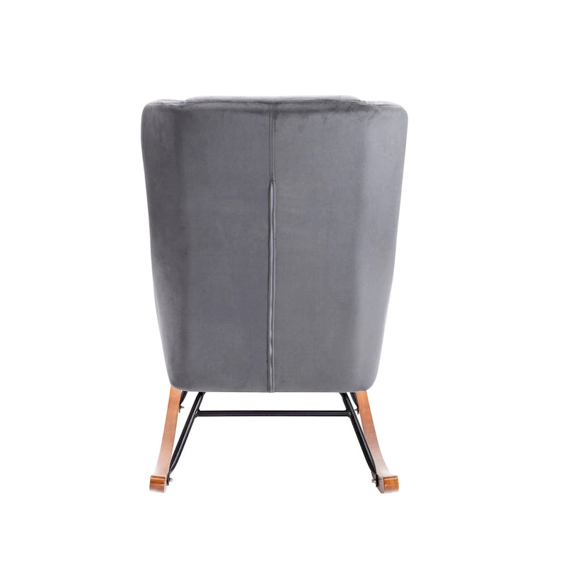 Porthos Home Dax Rocking Accent Chair, Velvet, Rubber Wood and Steel Legs