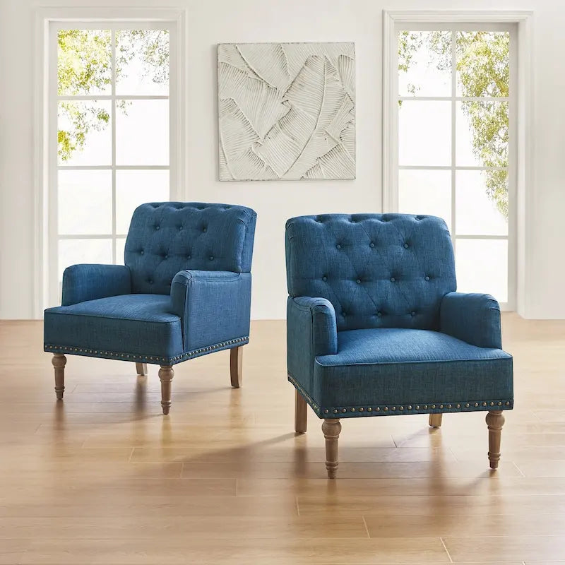 Geltrude Traditional Upholstered Accent Chair with Button Tufted Back Set of 2 by HULALA HOME