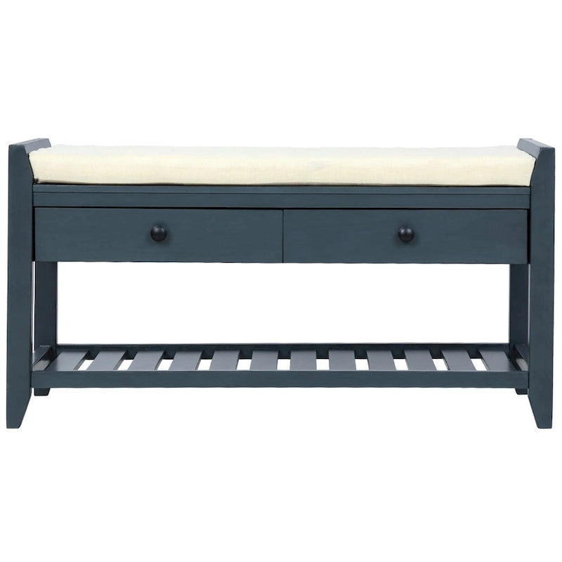Shoe Rack with Cushioned Seat and Drawers, Multipurpose Entryway Storage Bench