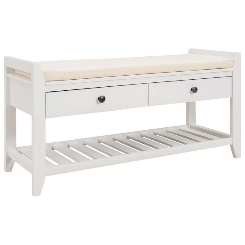 Shoe Rack with Cushioned Seat and Drawers, Multipurpose Entryway Storage Bench