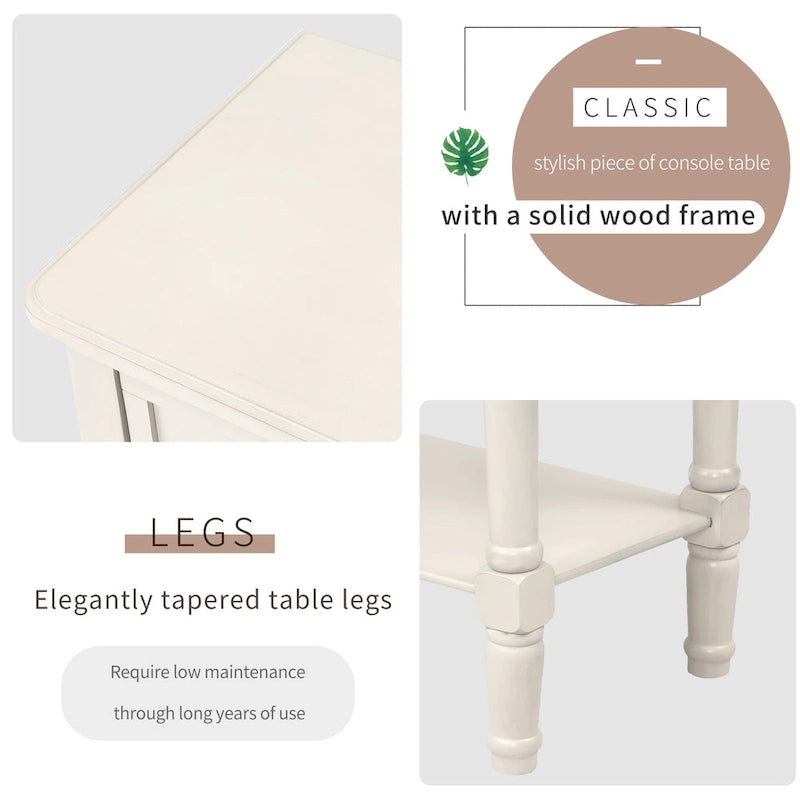 Narrow Console Table, Slim Sofa Table with Three Storage Drawers and Bottom Shelf - 23.7L x 13W x 31.1H