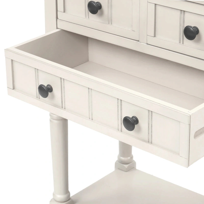 Narrow Console Table, Slim Sofa Table with Three Storage Drawers and Bottom Shelf - 23.7L x 13W x 31.1H