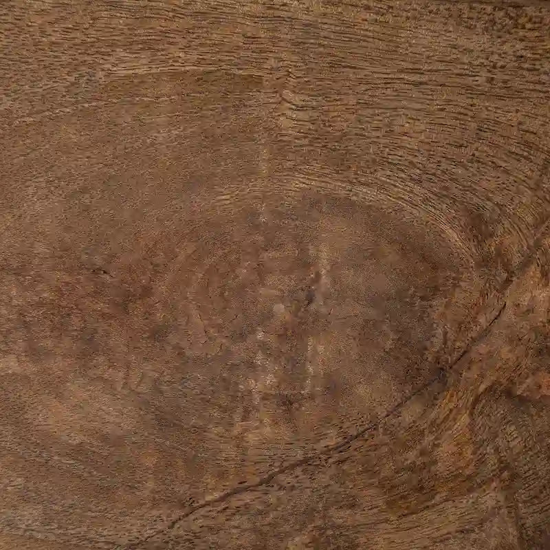 Maddox Medium Brown Solid Wood w/ Black Metal Frame C-Shaped End/Side Table