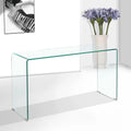 Glass Console Table, Transparent Tempered Glass Console Table