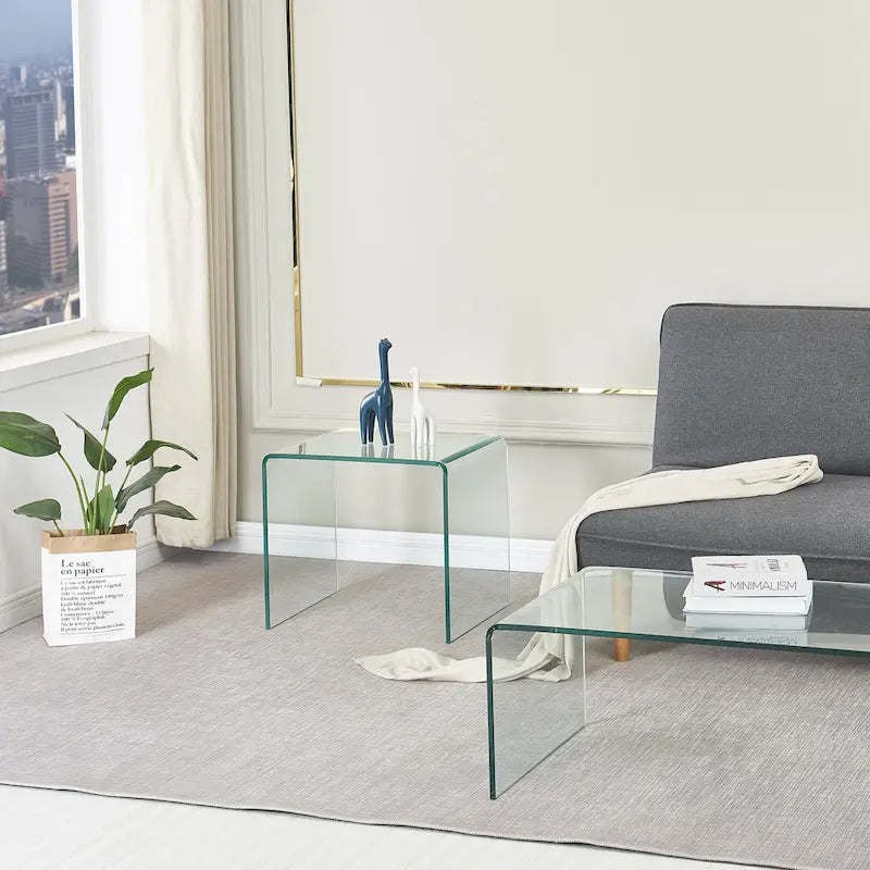 Glass Console Table, Transparent Tempered Glass Console Table