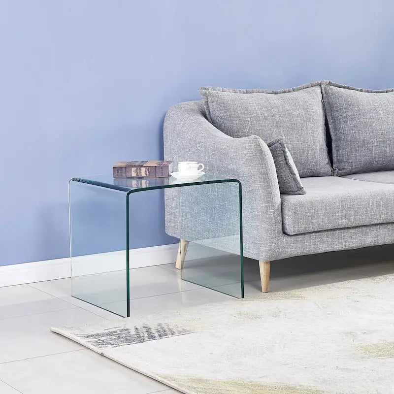 Glass Console Table, Transparent Tempered Glass Console Table