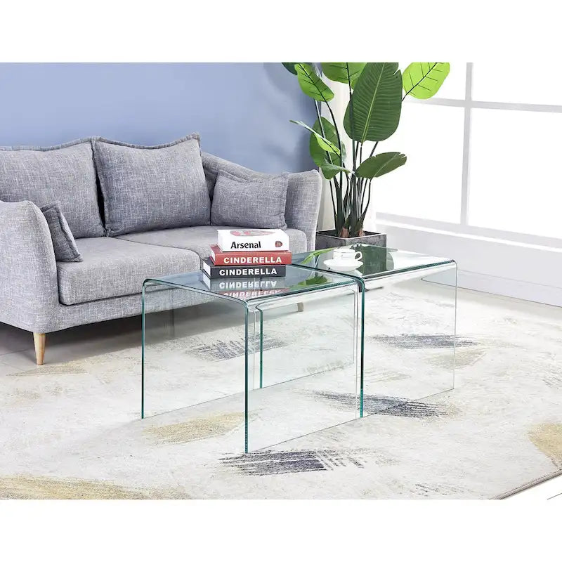 Glass Console Table, Transparent Tempered Glass Console Table