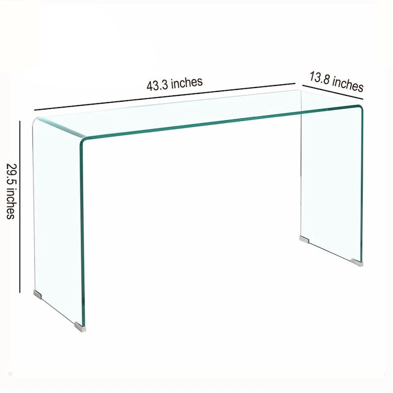 Glass Console Table, Transparent Tempered Glass Console Table