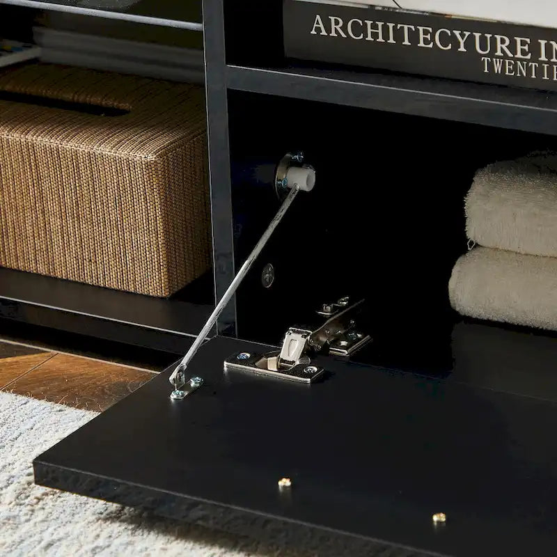 Modern 51-in Glass Shelf Storage TV Stand for TVs up to 69-in with LED Light