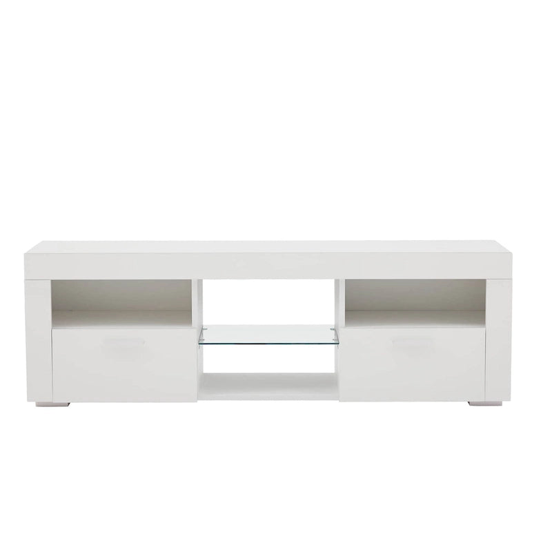 Modern 51-in Glass Shelf Storage TV Stand for TVs up to 69-in with LED Light