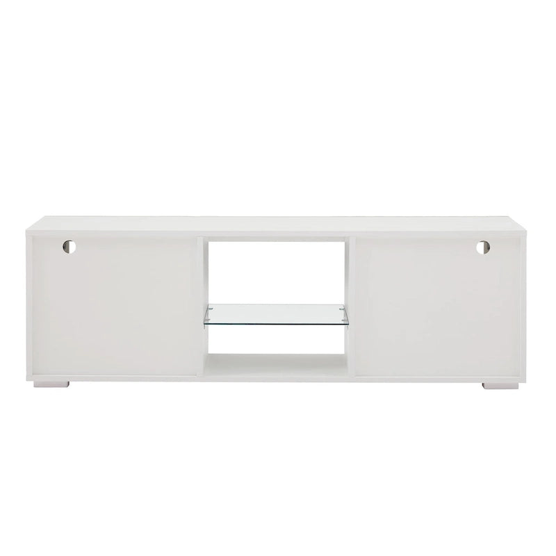 Modern 51-in Glass Shelf Storage TV Stand for TVs up to 69-in with LED Light