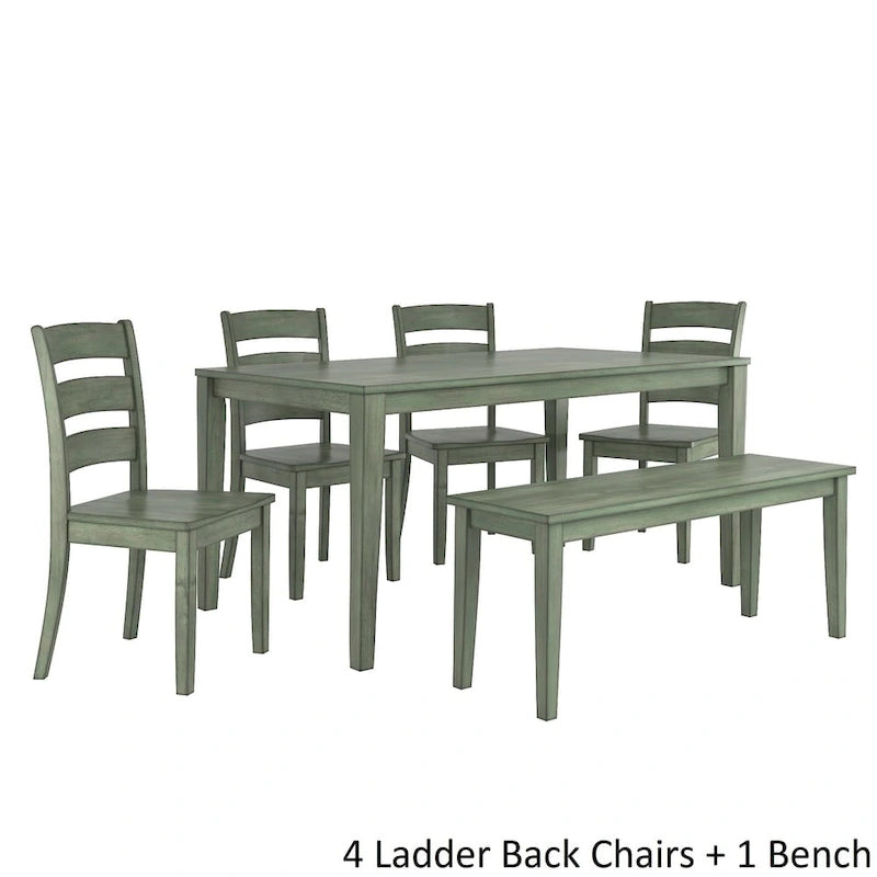 Wilmington II 60-Inch Rectangular Antique Sage Green Dining Set by iNSPIRE Q Classic