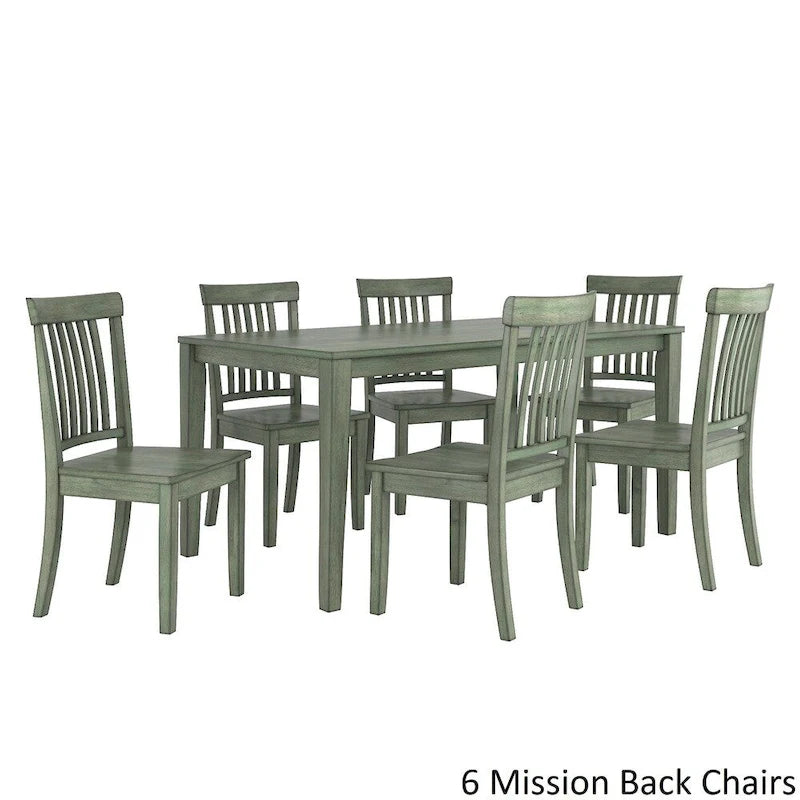 Wilmington II 60-Inch Rectangular Antique Sage Green Dining Set by iNSPIRE Q Classic