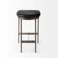 Millie Black Genuine Leather Seat with Nickel Metal Frame Counter Stool