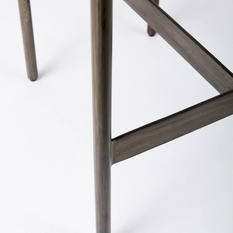 Millie Black Genuine Leather Seat with Nickel Metal Frame Counter Stool