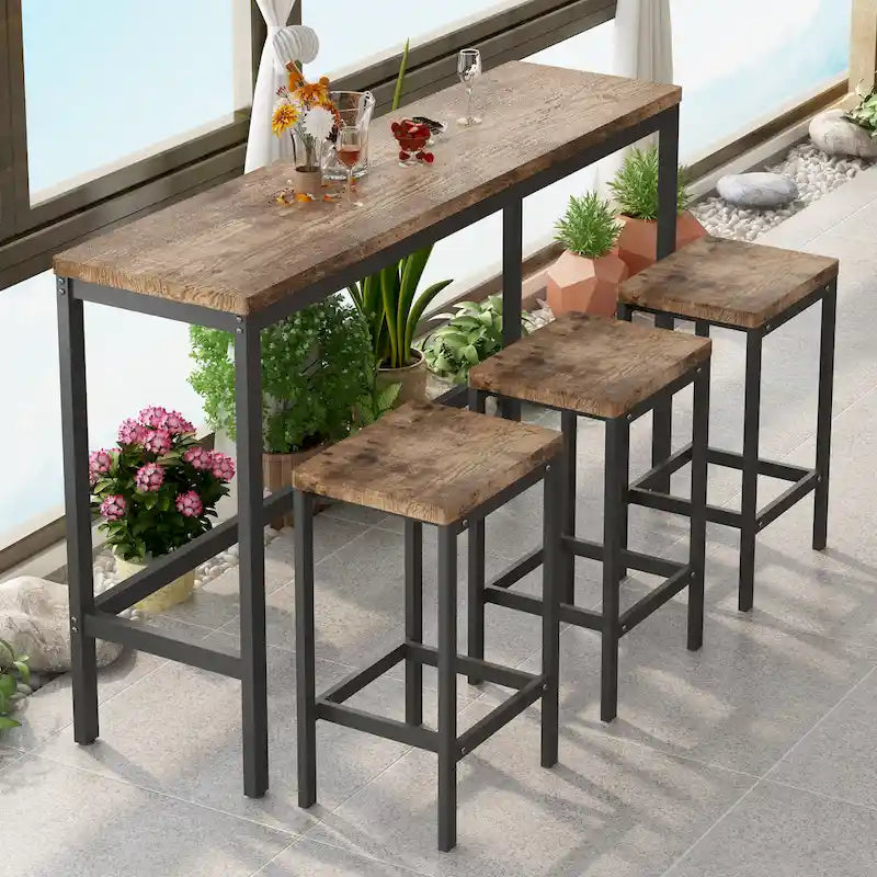 Pub Table Set with 3 Stools