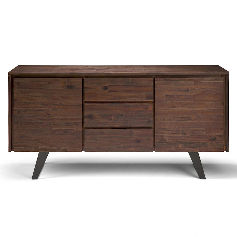 WYNDENHALL Mitchell Metal 60 inch Wide Rectangle Modern Industrial Sideboard Buffet in OAK WOOD - 60 x 17 x 30