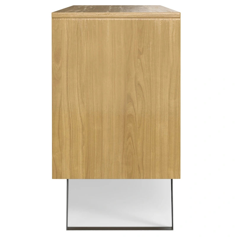 WYNDENHALL Mitchell Metal 60 inch Wide Rectangle Modern Industrial Sideboard Buffet in OAK WOOD - 60 x 17 x 30