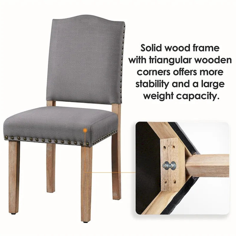 Yaheetech 2PCS Dining Chairs Upholstered Kitchen Chairs with Nailhead Trim - 18 L  22.5 W  36.5 H