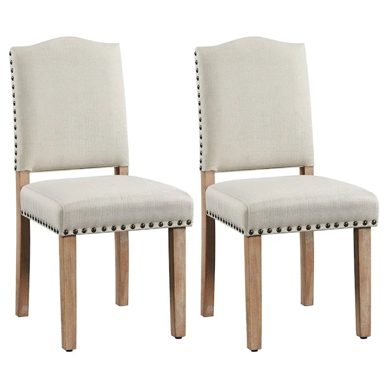 Yaheetech 2PCS Dining Chairs Upholstered Kitchen Chairs with Nailhead Trim - 18 L  22.5 W  36.5 H