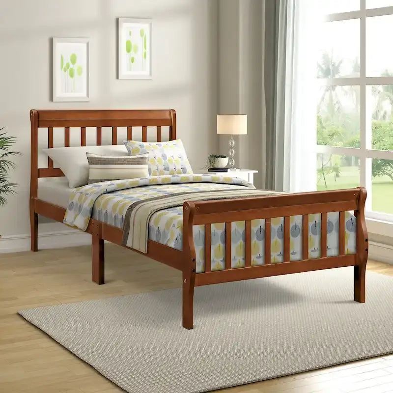 Wood Platform Bed Twin Bed Frame Panel Bed Mattress Foundation