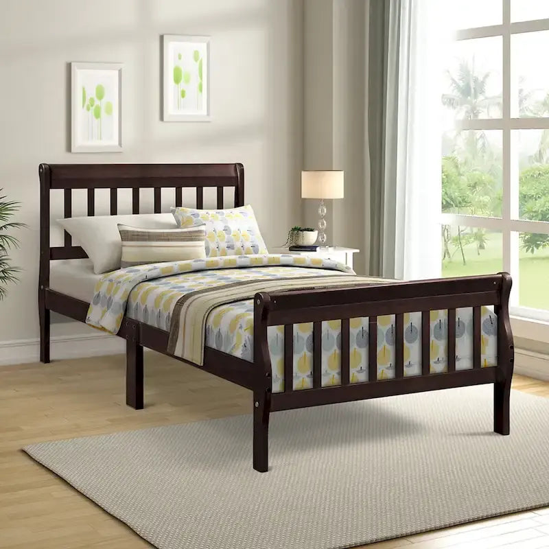 Wood Platform Bed Twin Bed Frame Panel Bed Mattress Foundation
