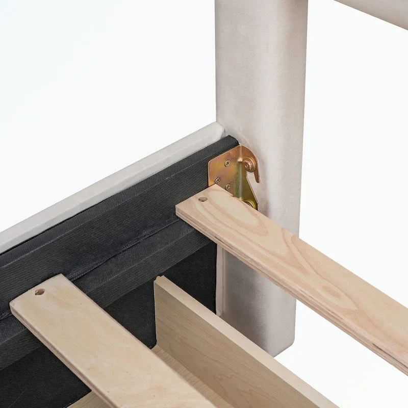 Upholstered Platform Bed with Stud Trim Headboard and Footboard