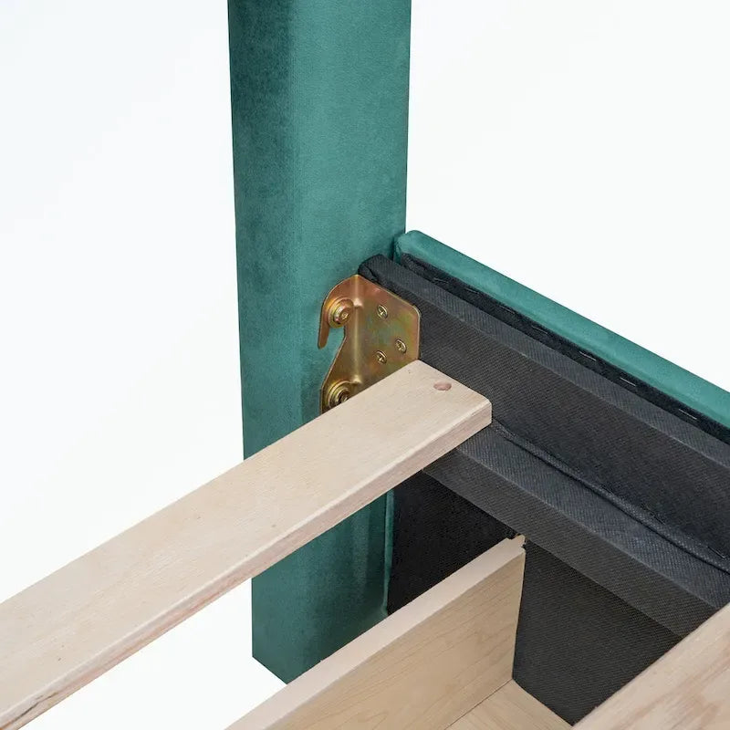 Upholstered Platform Bed with Stud Trim Headboard and Footboard