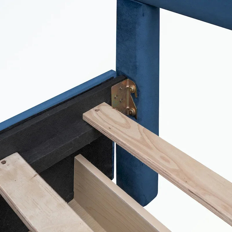 Upholstered Platform Bed with Stud Trim Headboard and Footboard