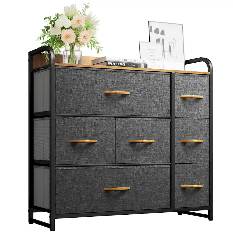 Multifunction 7 Drawers Furniture Storage Chest Grey 7-Drawer Dresser