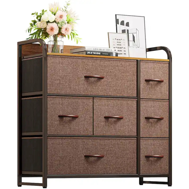 Multifunction 7 Drawers Furniture Storage Chest Grey 7-Drawer Dresser