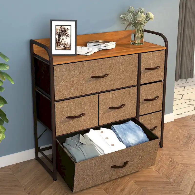 Multifunction 7 Drawers Furniture Storage Chest Grey 7-Drawer Dresser