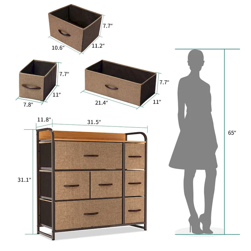 Multifunction 7 Drawers Furniture Storage Chest Grey 7-Drawer Dresser