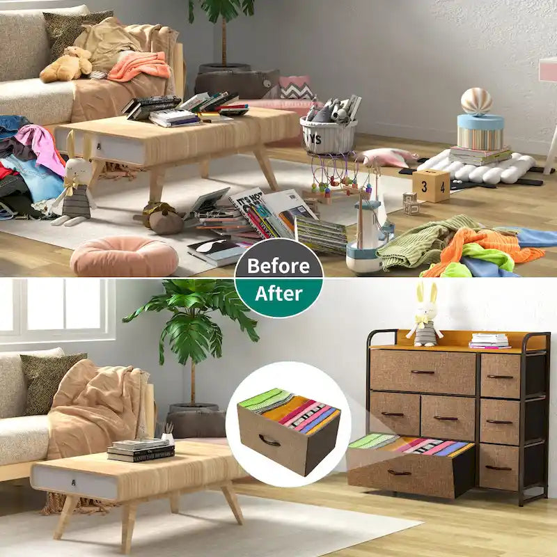 Multifunction 7 Drawers Furniture Storage Chest Grey 7-Drawer Dresser