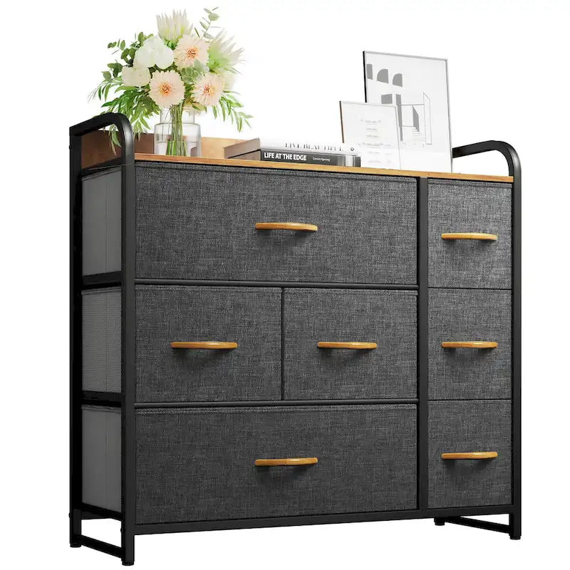 Multifunction 7 Drawers Furniture Storage Chest Grey 7-Drawer Dresser