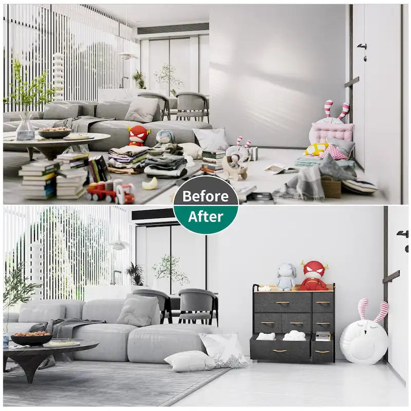 Multifunction 7 Drawers Furniture Storage Chest Grey 7-Drawer Dresser