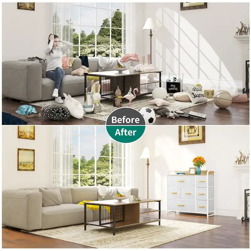 Multifunction 7 Drawers Furniture Storage Chest Grey 7-Drawer Dresser