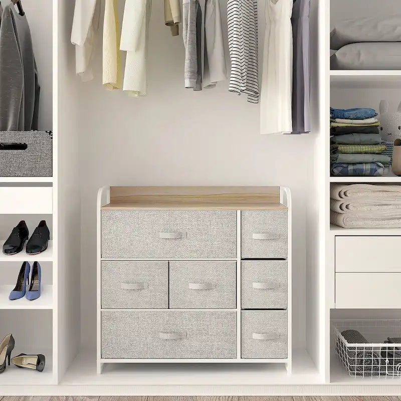 Multifunction 7 Drawers Furniture Storage Chest Grey 7-Drawer Dresser