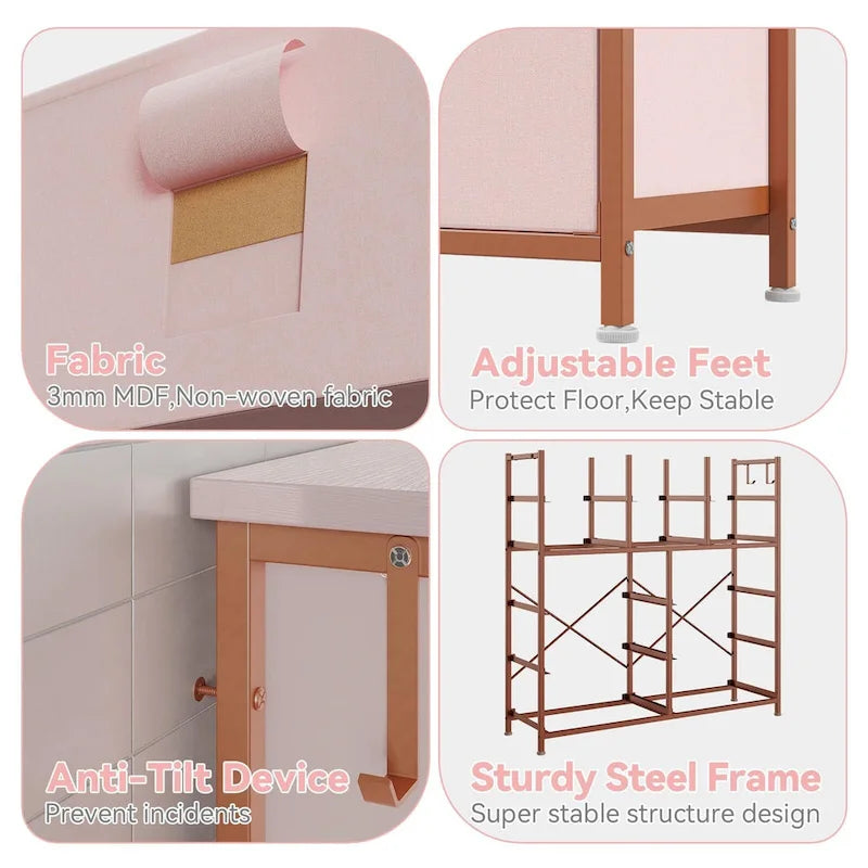 12 Drawer Dresser for Bedroom,Tall Fabric Dresser with Side Pockets and Hooks